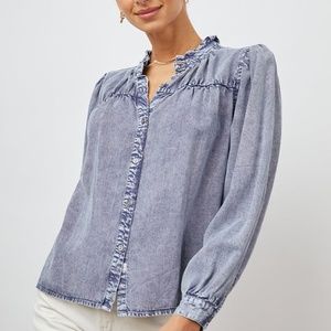 Rails Camille Denim Chambray Top Button Down Shirt size S NWT Sapphire Acid Wash